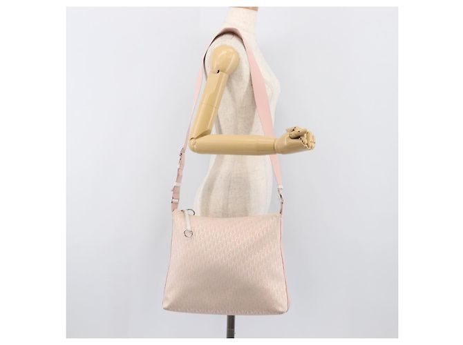 Borsa a tracolla Christian Dior Trotter Canvas Rosa Argento Auth bs36839 - vista 24