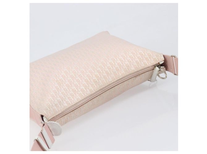 Borsa a tracolla Christian Dior Trotter Canvas Rosa Argento Auth bs36839 - vista 6