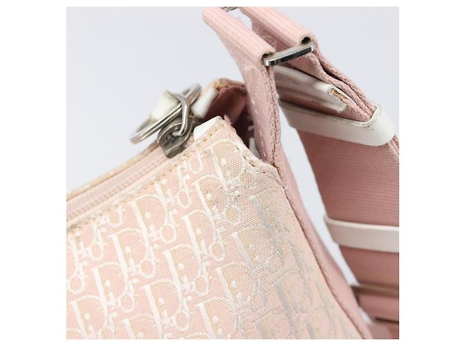 Borsa a tracolla Christian Dior Trotter Canvas Rosa Argento Auth bs36839 - vista 8