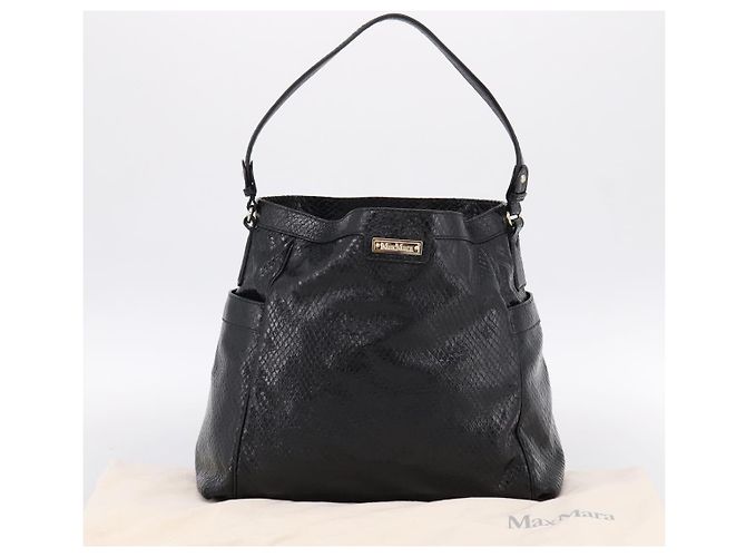 Borsa a tracolla Max Mara in pelle nera e oro Auth yk20883A Nero - vista 12