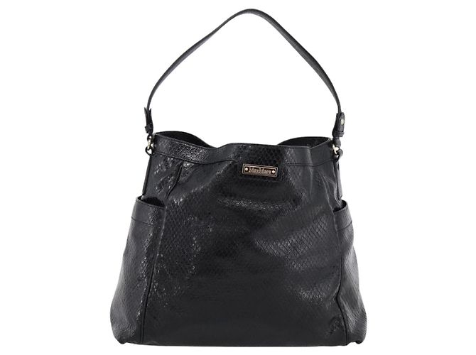 Borsa a tracolla Max Mara in pelle nera e oro Auth yk20883A Nero - vista 13