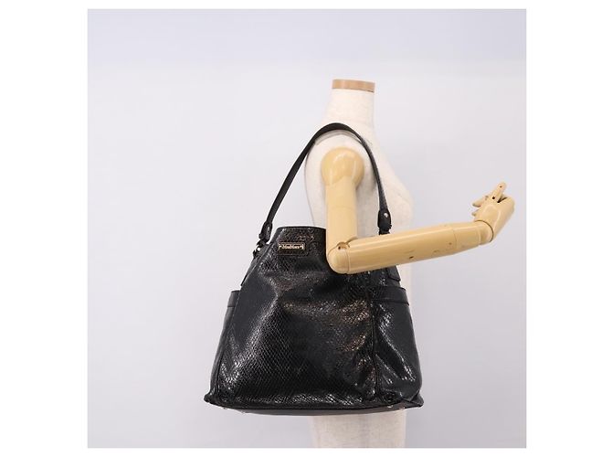 Borsa a tracolla Max Mara in pelle nera e oro Auth yk20883A Nero - vista 21