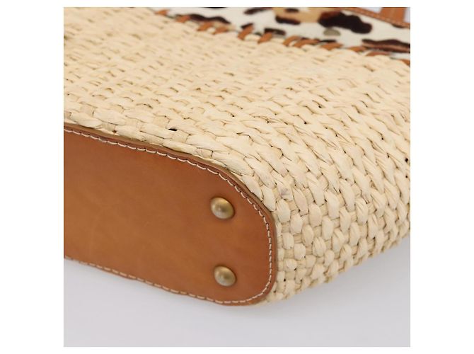 Miu Miu Tote Bag aus Raffia Beige Gold Auth 199393V Golden - Ansicht 15