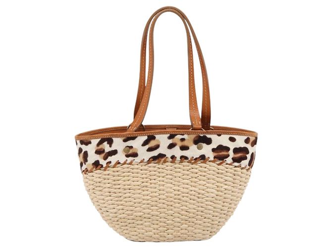 Miu Miu Tote Bag aus Raffia Beige Gold Auth 199393V Golden - Ansicht 2