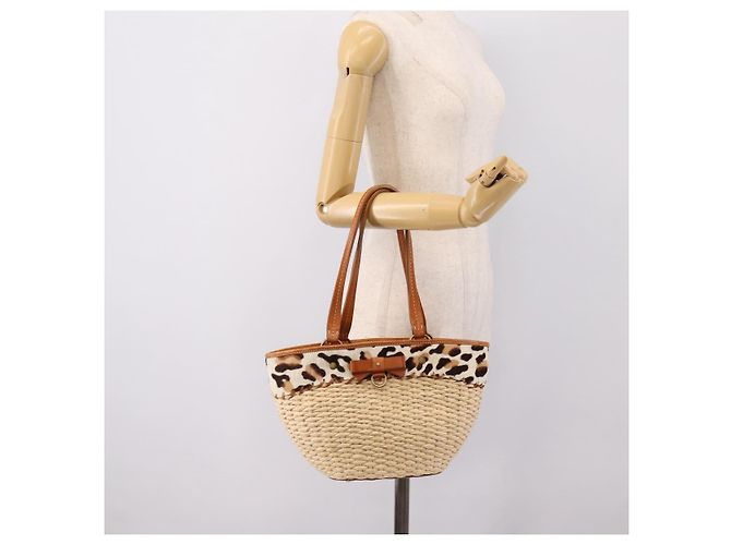Miu Miu Tote Bag aus Raffia Beige Gold Auth 199393V Golden - Ansicht 21