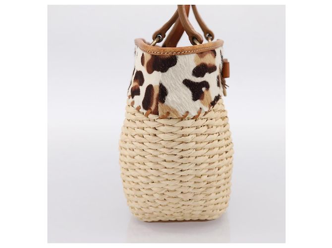 Miu Miu Tote Bag aus Raffia Beige Gold Auth 199393V Golden - Ansicht 3