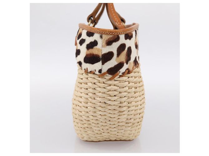 Miu Miu Tote Bag aus Raffia Beige Gold Auth 199393V Golden - Ansicht 4