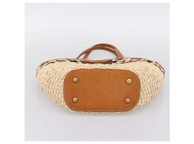 Miu Miu Tote Bag aus Raffia Beige Gold Auth 199393V Golden - Ansicht 5