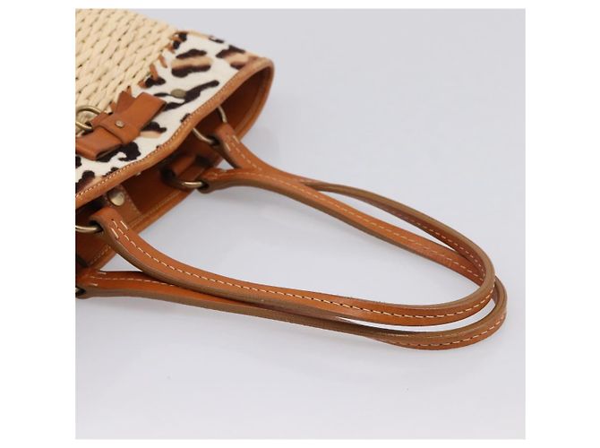 Miu Miu Tote Bag aus Raffia Beige Gold Auth 199393V Golden - Ansicht 7