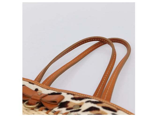 Miu Miu Tote Bag aus Raffia Beige Gold Auth 199393V Golden - Ansicht 8