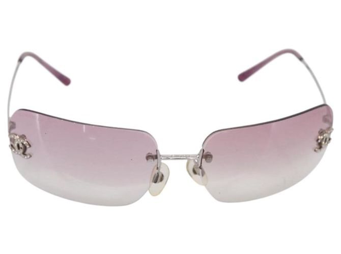 Gafas de sol CHANEL Metal Silver CC Auth bs36898 Plata - vista 2