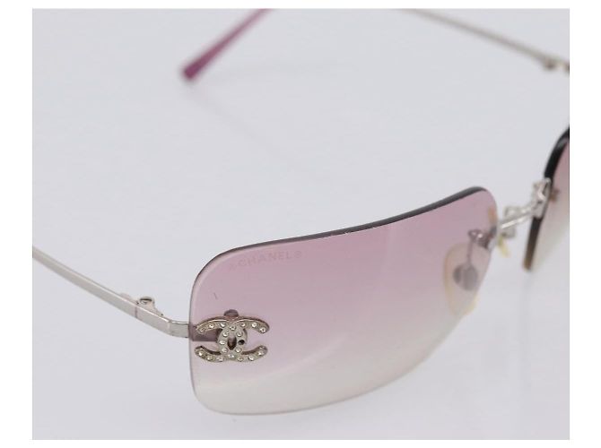 Gafas de sol CHANEL Metal Silver CC Auth bs36898 Plata - vista 6