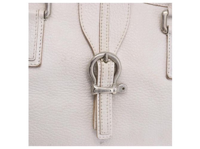 Borsa a mano BURBERRY in pelle bianca e argento Auth 202261 Bianco - vista 10