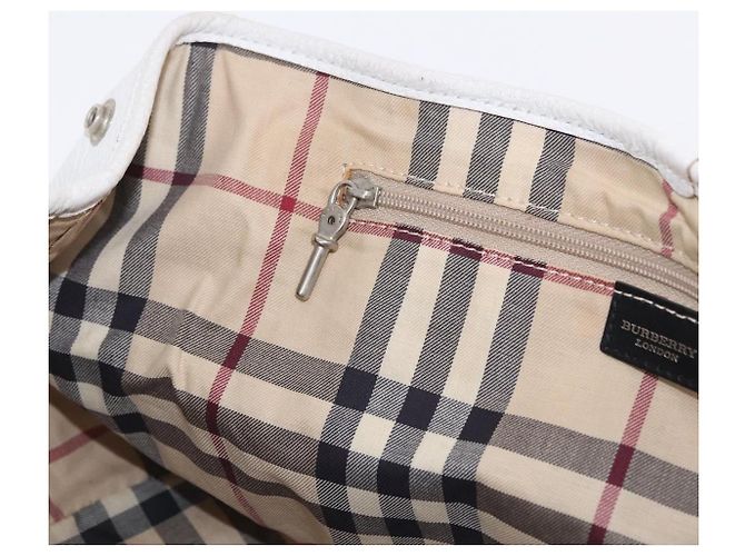Borsa a mano BURBERRY in pelle bianca e argento Auth 202261 Bianco - vista 21
