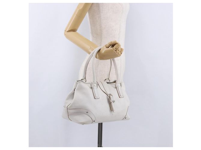 Borsa a mano BURBERRY in pelle bianca e argento Auth 202261 Bianco - vista 23
