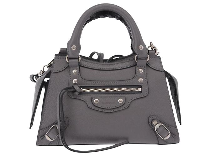 BALENCIAGA Sac Neo Classic City Mini Bag en cuir 2way Gris 638524 Auth 200088SAM Marron - vista 13