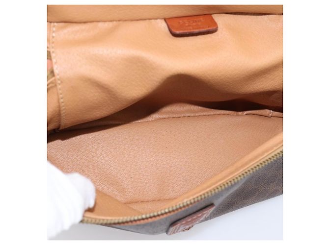 Céline Beauty Case CELINE Macadam Canvas PVC Pelle Marrone Oro Auth 201994 D'oro - vista 11