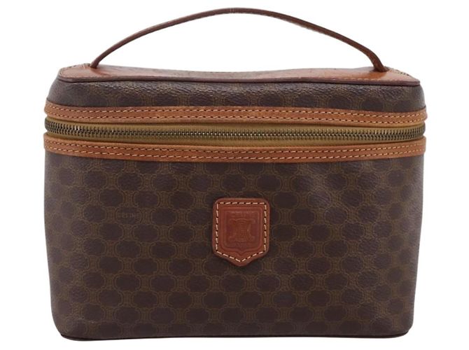Céline Beauty Case CELINE Macadam Canvas PVC Pelle Marrone Oro Auth 201994 D'oro - vista 13