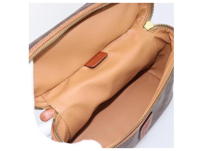 Céline Beauty Case CELINE Macadam Canvas PVC Pelle Marrone Oro Auth 201994 D'oro - vista 18