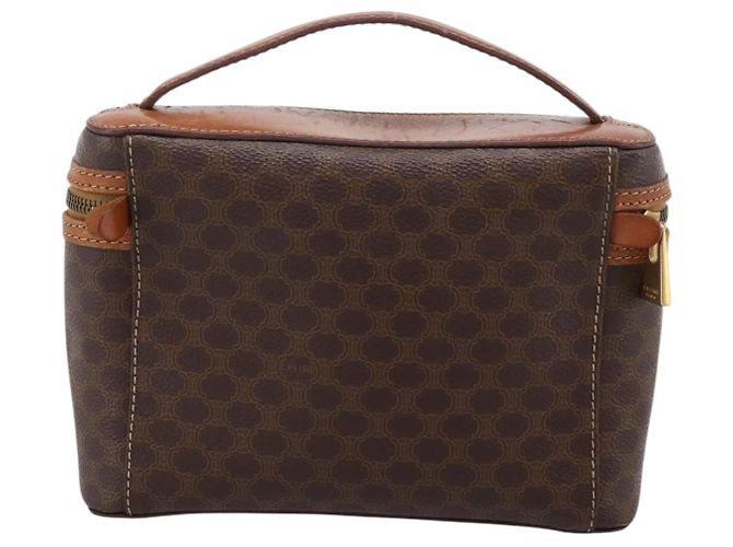 Céline Beauty Case CELINE Macadam Canvas PVC Pelle Marrone Oro Auth 201994 D'oro - vista 2