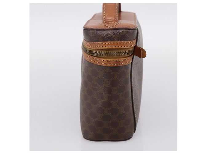 Céline Beauty Case CELINE Macadam Canvas PVC Pelle Marrone Oro Auth 201994 D'oro - vista 4
