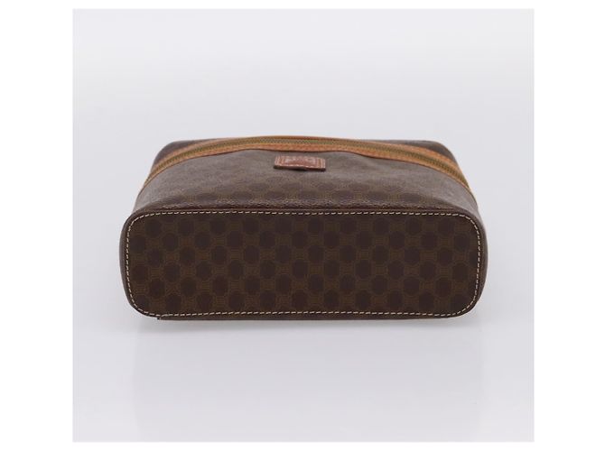 Céline Beauty Case CELINE Macadam Canvas PVC Pelle Marrone Oro Auth 201994 D'oro - vista 5
