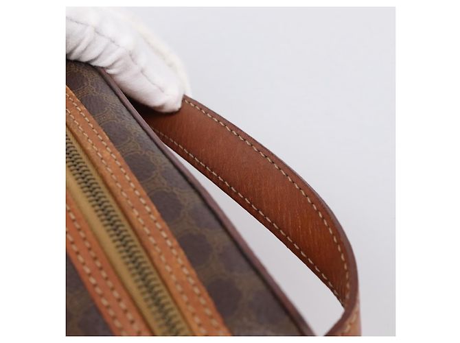 Céline Beauty Case CELINE Macadam Canvas PVC Pelle Marrone Oro Auth 201994 D'oro - vista 8