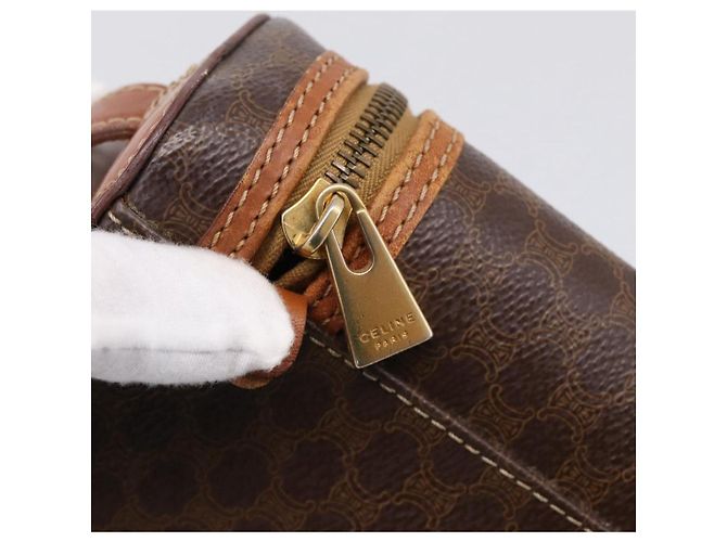 Céline Beauty Case CELINE Macadam Canvas PVC Pelle Marrone Oro Auth 201994 D'oro - vista 9