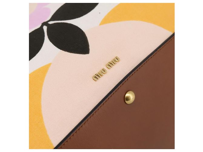 Borsa a mano Miu Miu Canvas Multicolor Gold Tone Auth 200355A Multicolore - vista 17
