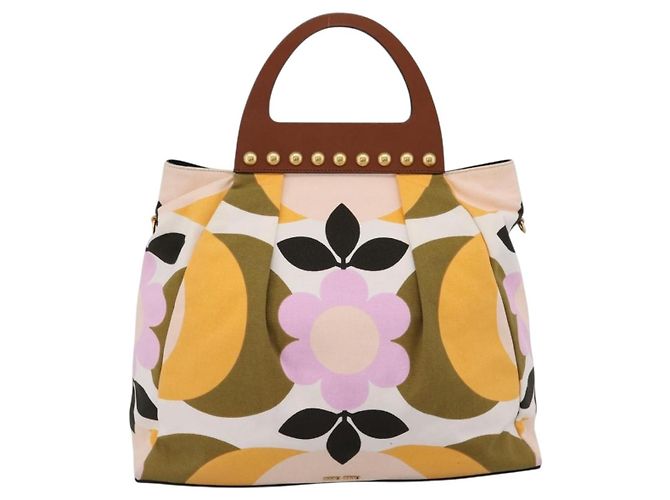 Borsa a mano Miu Miu Canvas Multicolor Gold Tone Auth 200355A Multicolore - vista 2