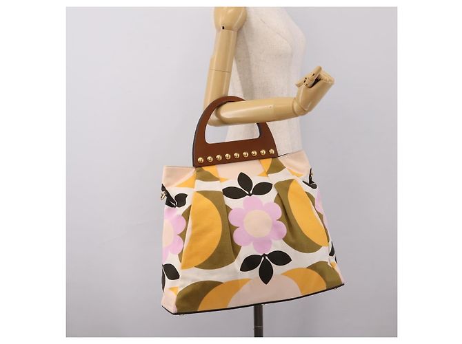 Borsa a mano Miu Miu Canvas Multicolor Gold Tone Auth 200355A Multicolore - vista 22