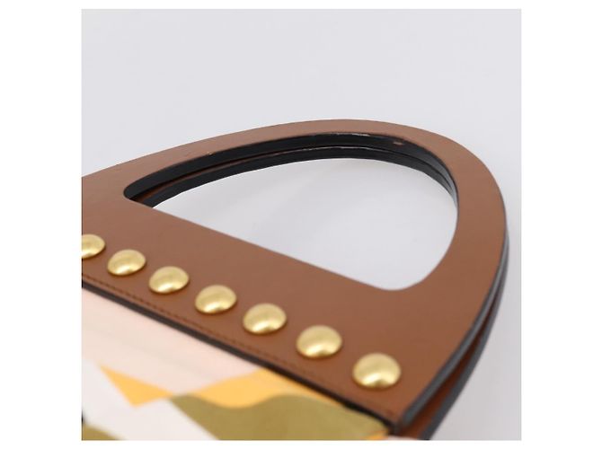 Borsa a mano Miu Miu Canvas Multicolor Gold Tone Auth 200355A Multicolore - vista 8