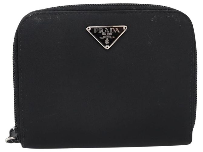 Cartera Bifold PRADA Nylon Black Silver Auth bs36914 Negro Plata - vista 13
