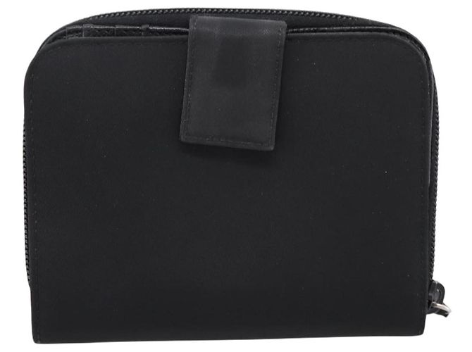 Cartera Bifold PRADA Nylon Black Silver Auth bs36914 Negro Plata - vista 2