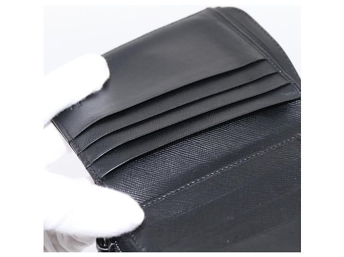 Cartera Bifold PRADA Nylon Black Silver Auth bs36914 Negro Plata - vista 20
