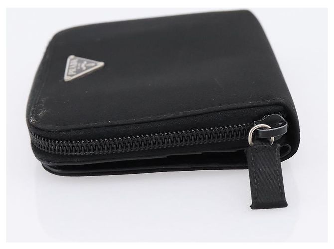 Cartera Bifold PRADA Nylon Black Silver Auth bs36914 Negro Plata - vista 3