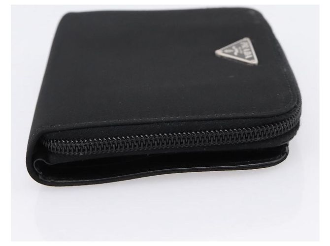 Cartera Bifold PRADA Nylon Black Silver Auth bs36914 Negro Plata - vista 4