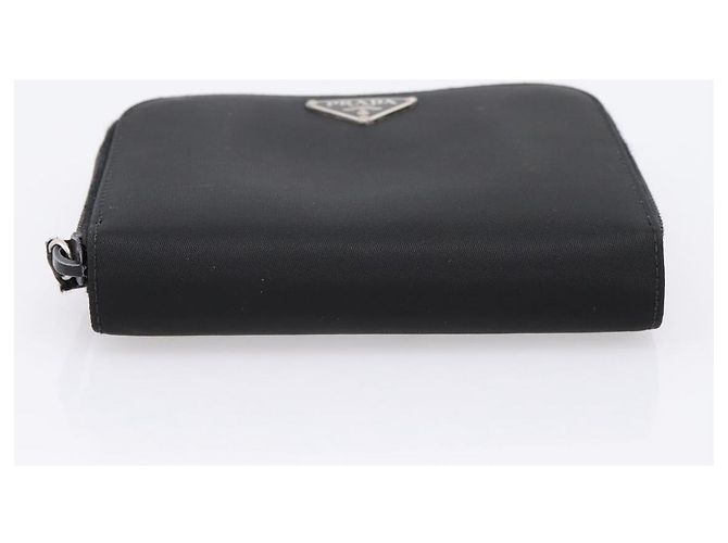 Cartera Bifold PRADA Nylon Black Silver Auth bs36914 Negro Plata - vista 6