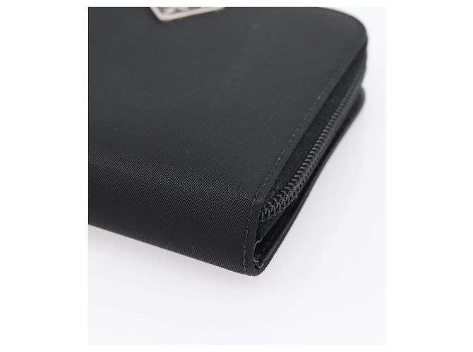 Cartera Bifold PRADA Nylon Black Silver Auth bs36914 Negro Plata - vista 7