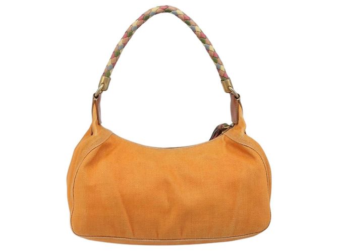 Borsa a tracolla Miu Miu Canvas Orange Tono Oro Auth 199352 Arancione - vista 2