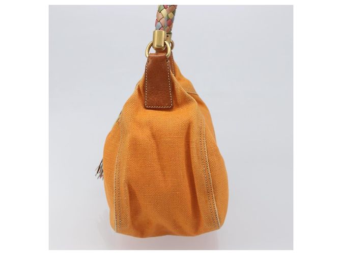 Borsa a tracolla Miu Miu Canvas Orange Tono Oro Auth 199352 Arancione - vista 3