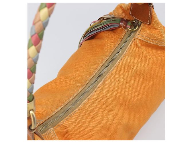 Borsa a tracolla Miu Miu Canvas Orange Tono Oro Auth 199352 Arancione - vista 6