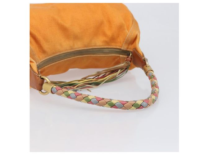 Borsa a tracolla Miu Miu Canvas Orange Tono Oro Auth 199352 Arancione - vista 7