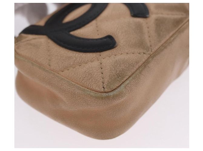 CHANEL Cambon Line Matelasse Pitillera Cuero Beige CC Auth 200101 - vista 14