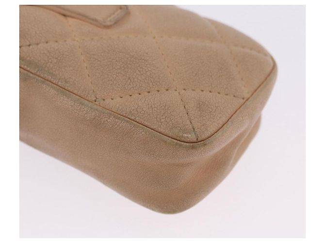 CHANEL Cambon Line Matelasse Pitillera Cuero Beige CC Auth 200101 - vista 15
