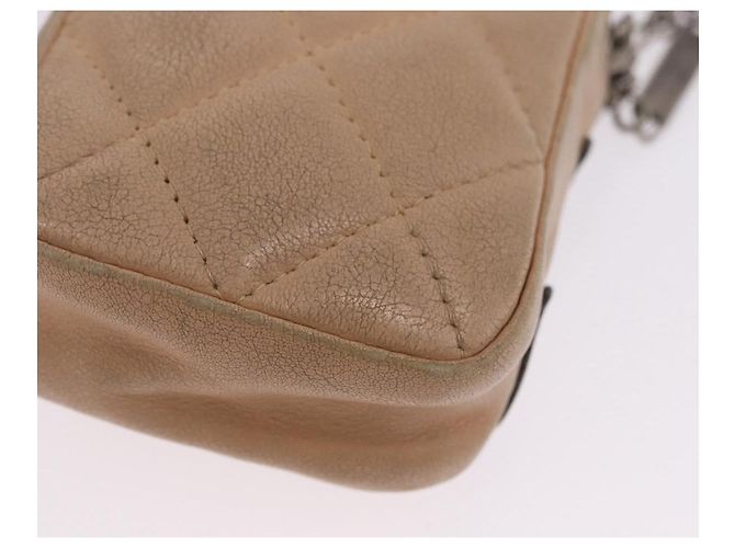 CHANEL Cambon Line Matelasse Pitillera Cuero Beige CC Auth 200101 - vista 16