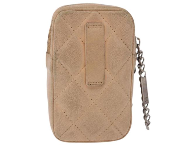 CHANEL Cambon Line Matelasse Pitillera Cuero Beige CC Auth 200101 - vista 2