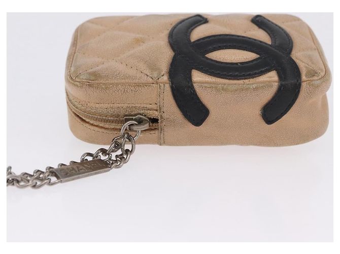 CHANEL Cambon Line Matelasse Pitillera Cuero Beige CC Auth 200101 - vista 4