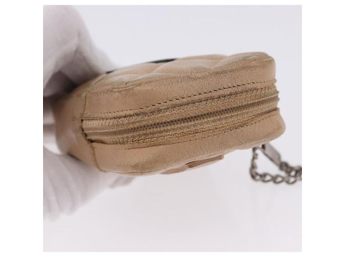 CHANEL Cambon Line Matelasse Pitillera Cuero Beige CC Auth 200101 - vista 5