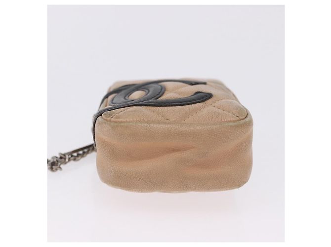 CHANEL Cambon Line Matelasse Pitillera Cuero Beige CC Auth 200101 - vista 6
